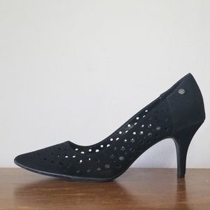 Calvin Klein Nabila Black Hole Punch Faux Suede